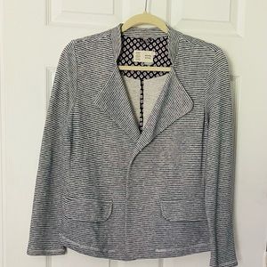 Anthropologie Saturday Sunday blue and white striped knit blazer. Size MP